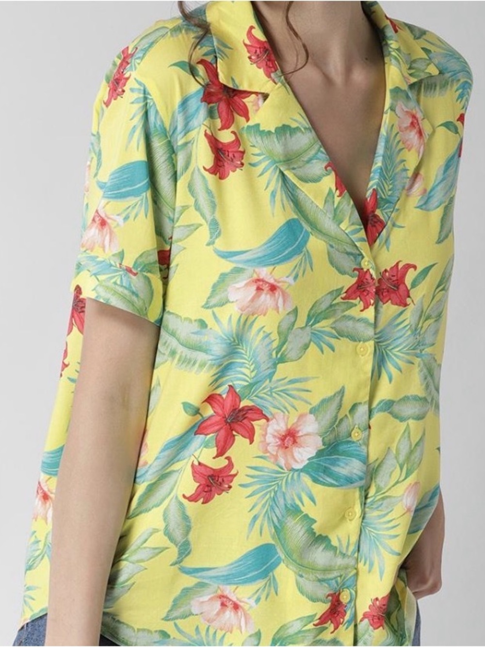 Forever 21 Women's Retro Hawaiian Button Down Shirt Classic Resort Wear Small